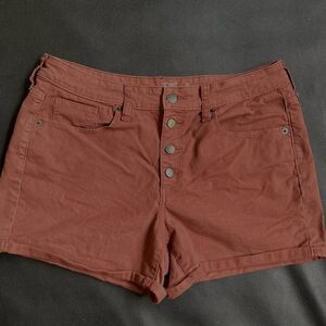 10/30 universal thread high rise midi shorts mauve button fly
